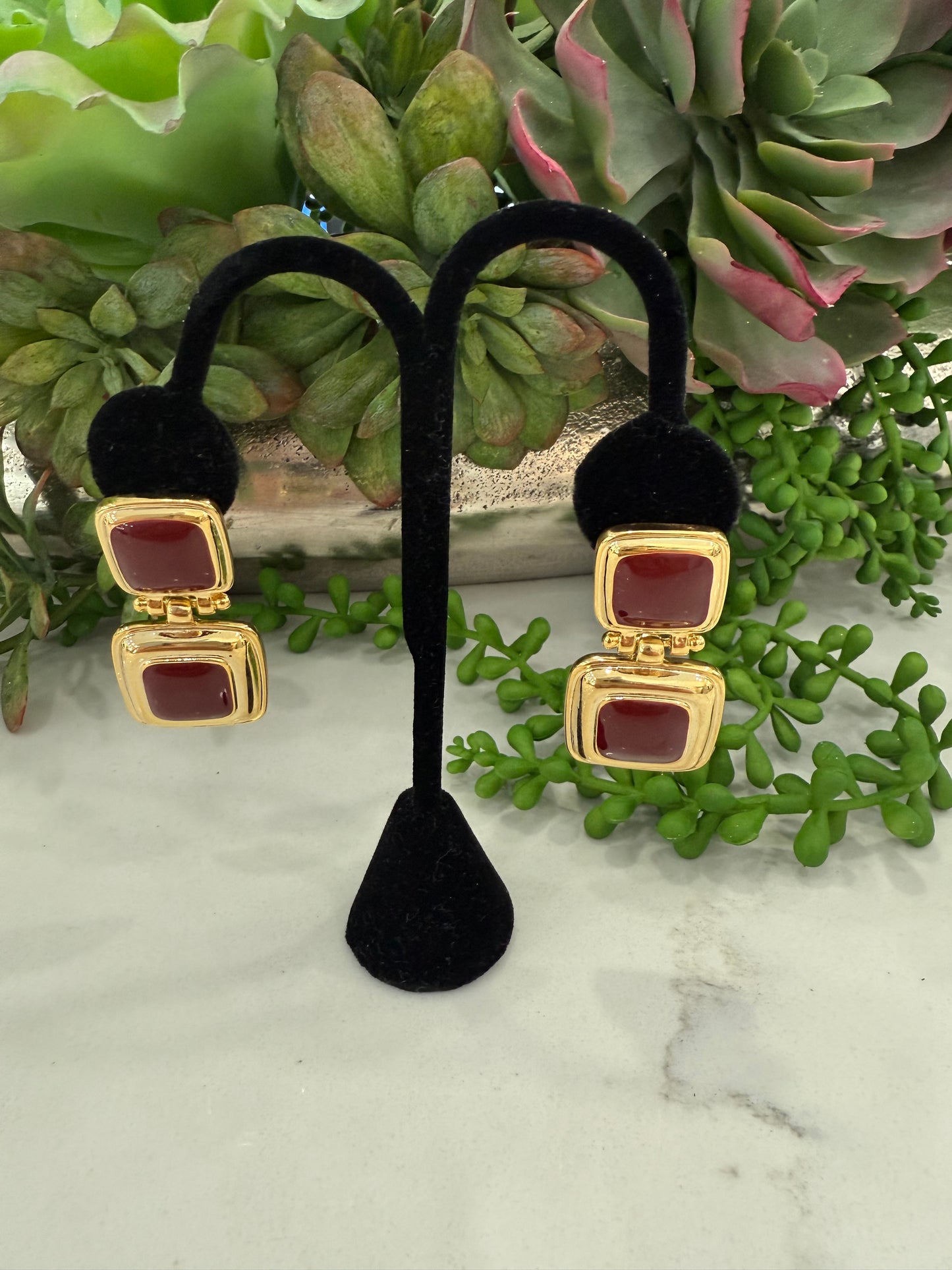 Burgandy earrings