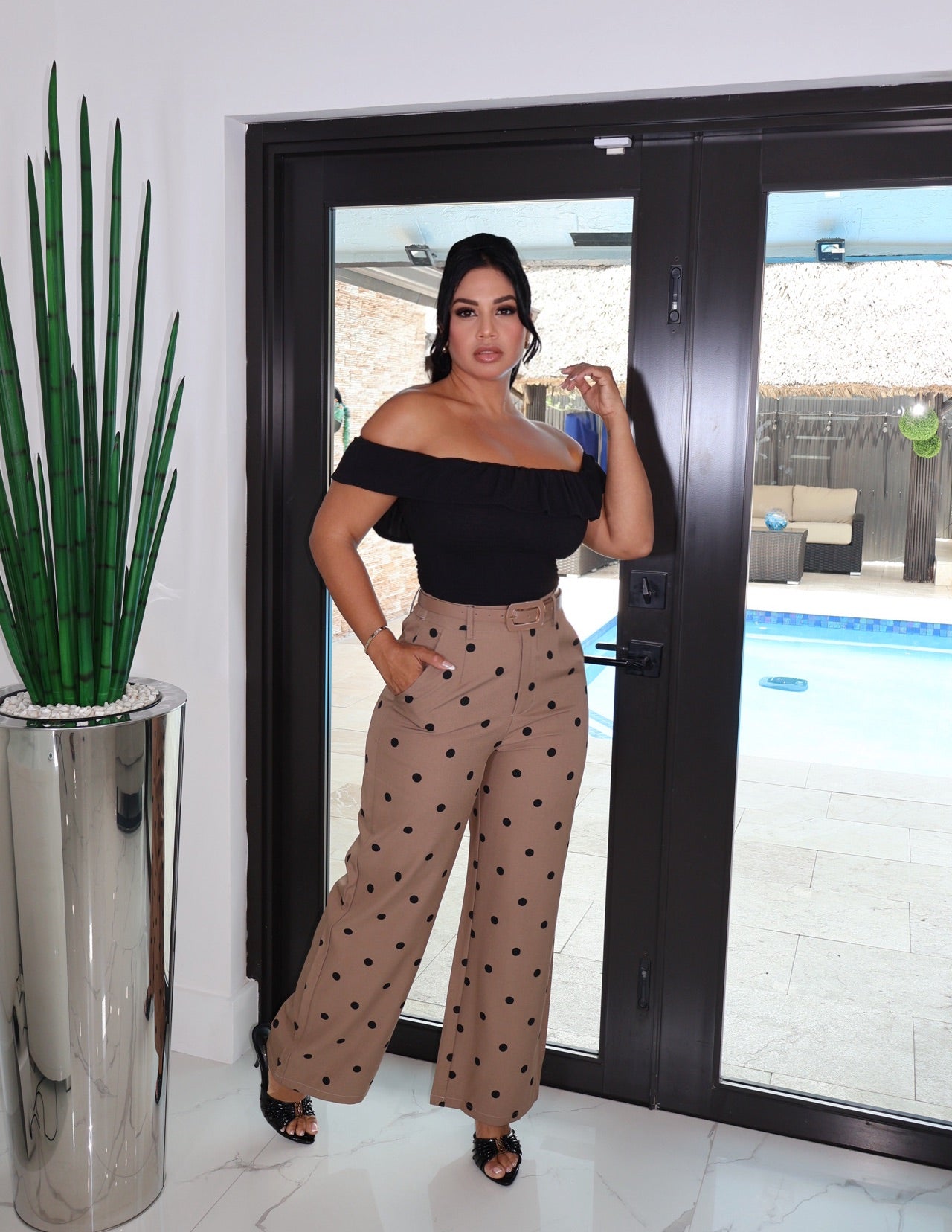 Polka dot print pants