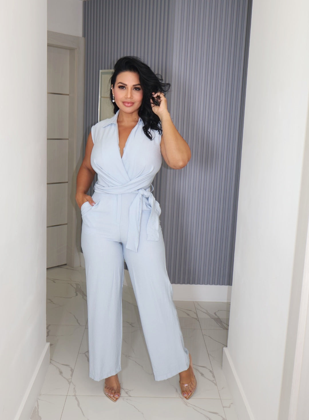 Baby blue jumpsuit